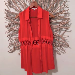 Lucca Couture cut out, button up tank